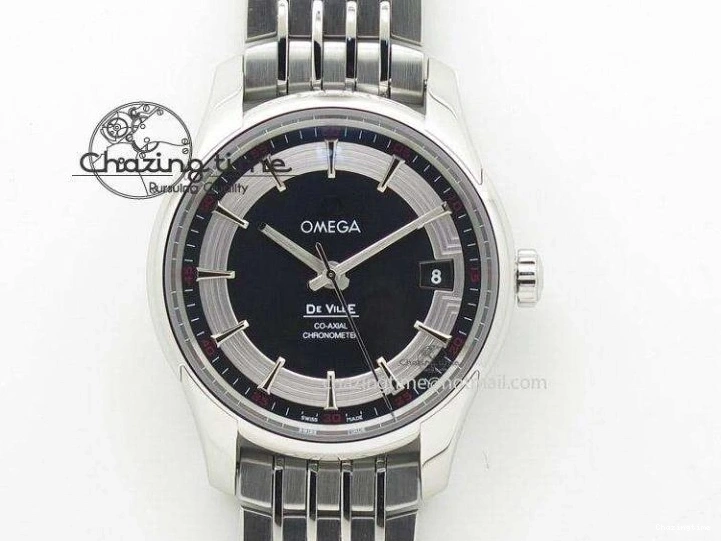 0217 Tailored Planet Ocean Master Chronometer SS OM 1:1 Best Edition Black Dial On Leather Strap A 8173